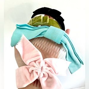 Vintage 50’s velvet ribbon bow headbands & combs hair accessories set of 4